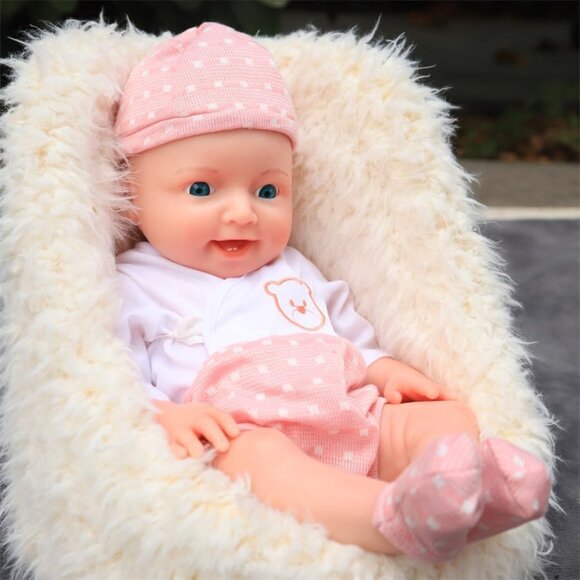 🆕17”Inch Realistic Full Silicone Reborn Baby Doll Girl Bald Doll  with Smile - Picture 3 of 8